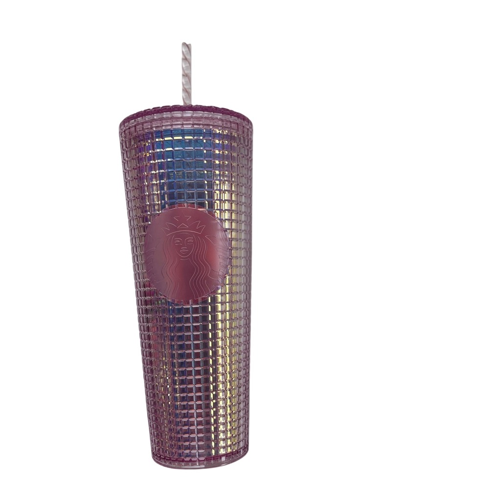 Starbucks Iridescent Pink Grid Venti Tumbler 24oz Cold Cup SKU 011119474 New